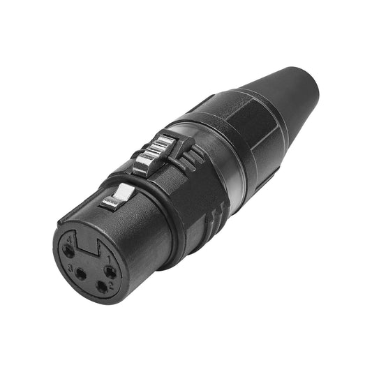 HICON XLR PRO+, 4-pole , metal-, Soldering-lizdas jungtis, gold plated contact(s), tiesi, juodas