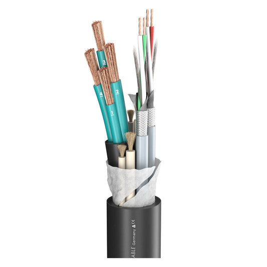 Special cable for subwoofer systems SC-ELEPHANT ROBUST DMX; 4 x 4,00 mm²; 2 x 0,22 mm²; PVC Ø 19,50 mm; juodas