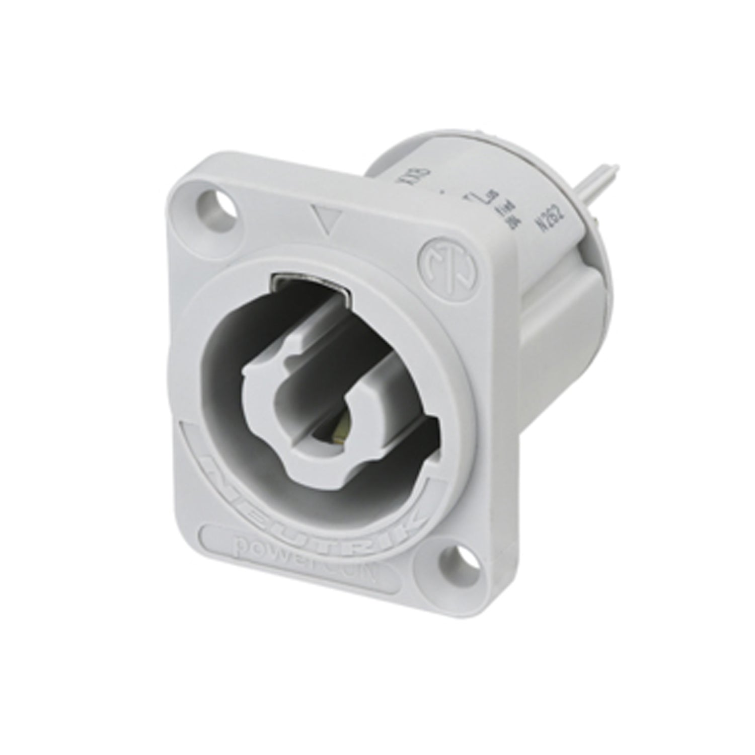NEUTRIK® powerCON®, 3-pole , plastic-, jungtis-in technology-kištukas jungtis, sidabrinis plated contact(s), Type D, pilkas