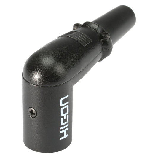 HICON XLR, 3-pole , metal-, Soldering-kištukas jungtis, sidabrinis plated contact(s), angled, juodas