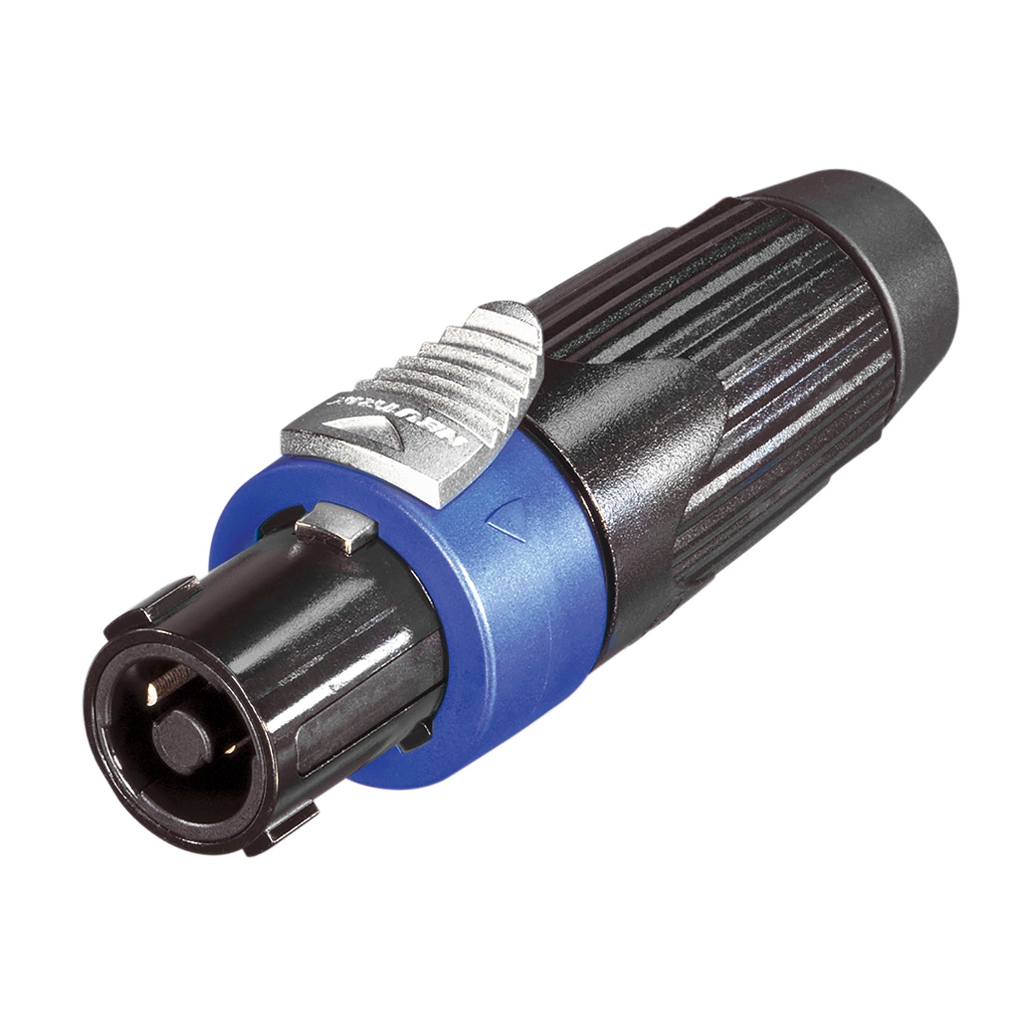 NEUTRIK® speakON®, splashproof IP54 , 4-pole , metal-, Soldering-lizdas jungtis, sidabrinis plated contact(s), tiesi, max. 6 mm², juodas