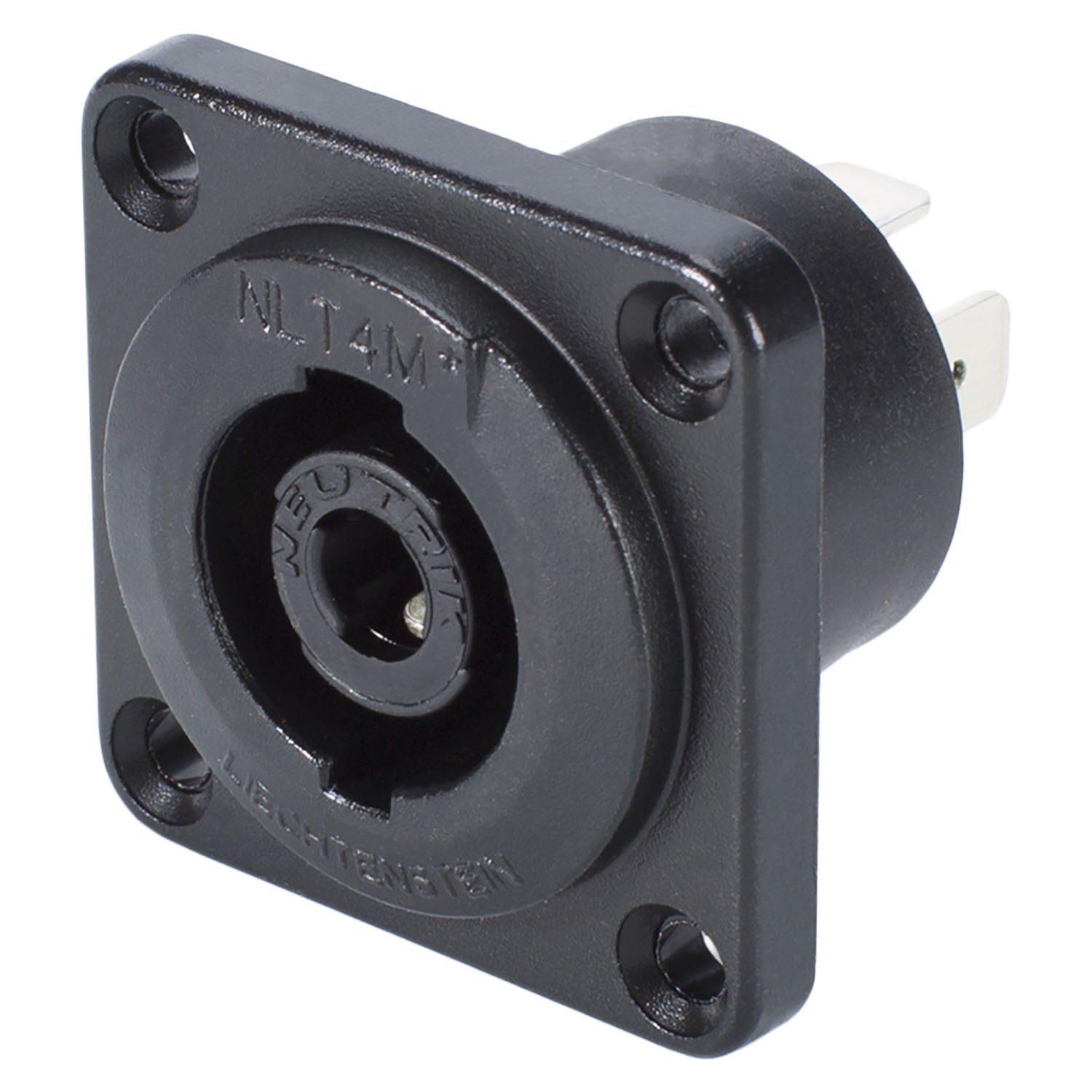NEUTRIK® speakON®, splashproof IP54 , 4-pole , metal-, Soldering-kištukas jungtis, sidabrinis plated contact(s), Type G, juodas