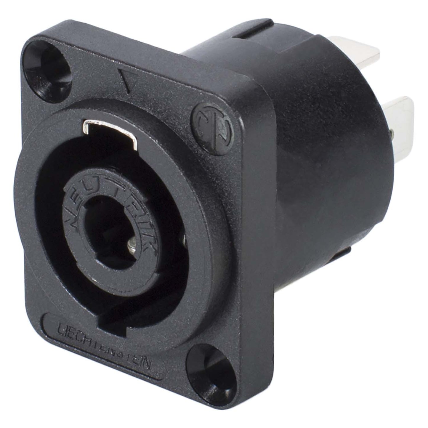 NEUTRIK® speakON®, 4-pole , plastic-, 3/16" Flat tabs-kištukas jungtis, sidabrinis plated contact(s), Type D, juodas