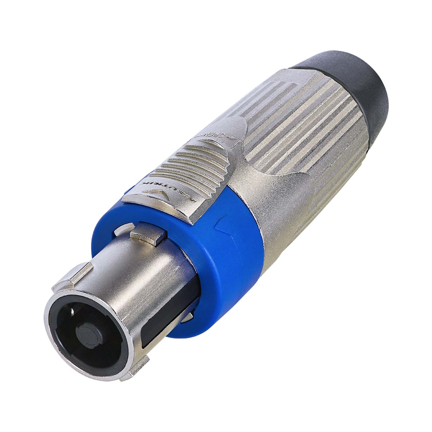 NEUTRIK® speakON®, splashproof IP54 , 4-pole , metal-, Soldering-lizdas jungtis, sidabrinis plated contact(s), tiesi, max. 6 mm², nickel