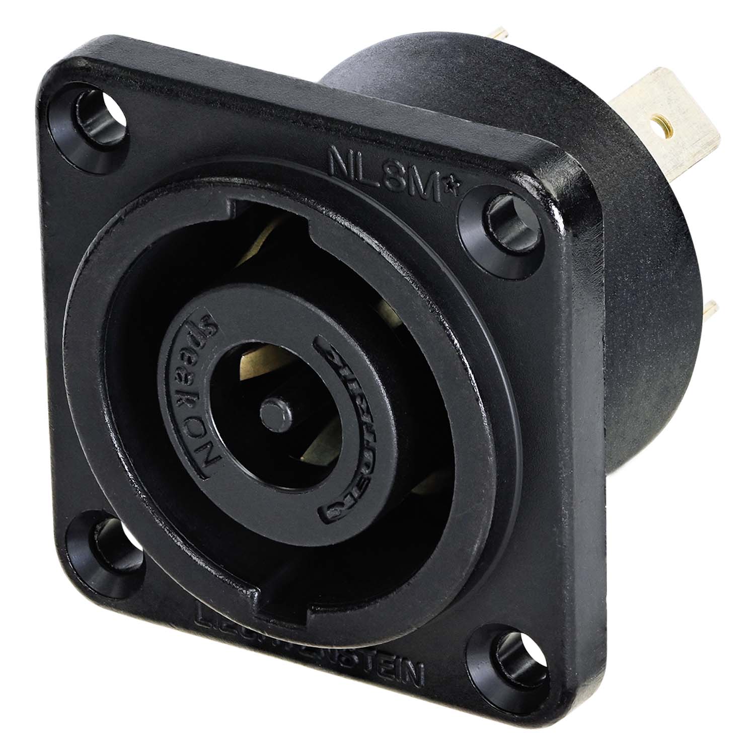 NEUTRIK® speakON®, IP52 , 8-pole , metal-, Soldering-kištukas jungtis, sidabrinis plated contact(s), Type G, juodas