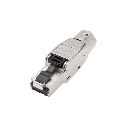 RJ45 CAT.8.1, 8-pole , metal-, IDC-kištukas jungtis, gold plated contact(s), tiesi, pilkas