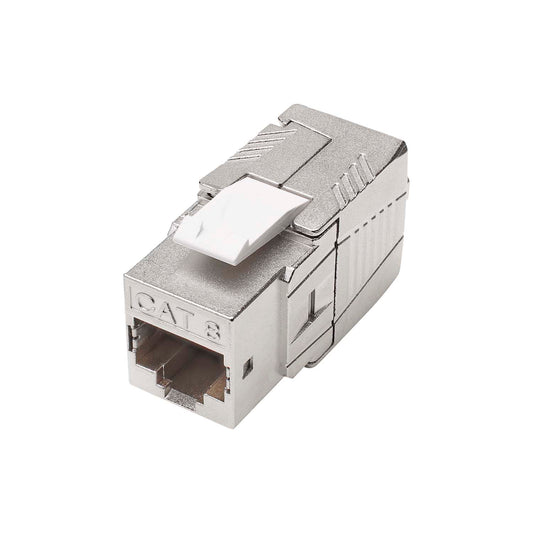 RJ45 CAT.8.1, 8-pole , metal-, IDC-kištukas jungtis, gold plated contact(s), tiesi, pilkas