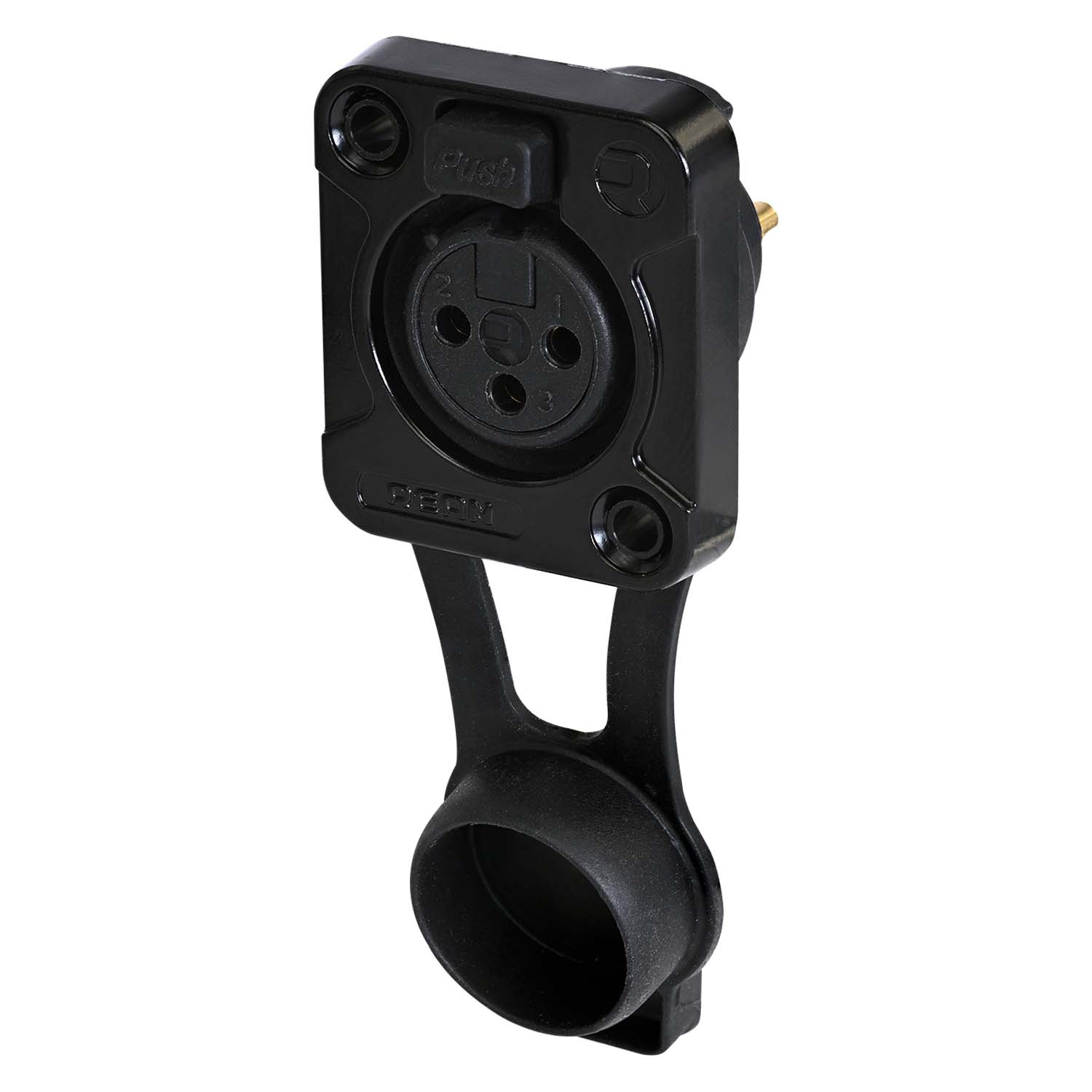 REAN XLR, IP65 in mated condition , 3-pole lizdas jungtis, gold plated contact(s), Type D, juodas