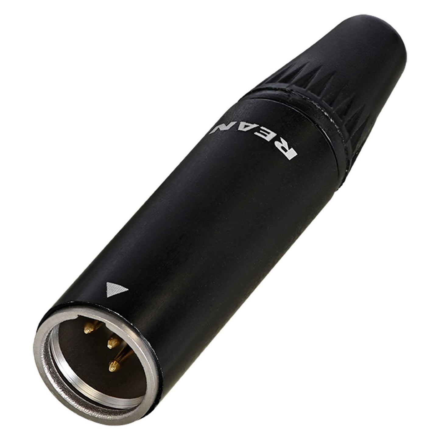 REAN Mini-XLR, 4-pole , metal-, Soldering-kištukas jungtis, gold plated contact(s), tiesi, juodas