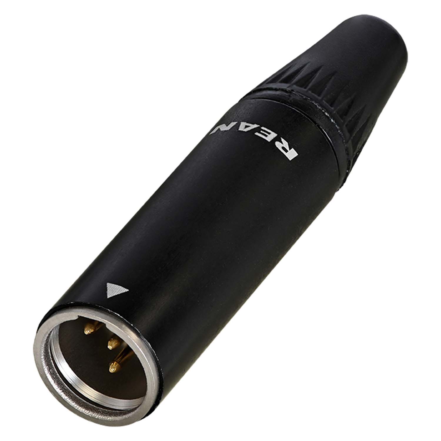 REAN Mini-XLR, 4-pole , metal-, Soldering-kištukas jungtis, gold plated contact(s), tiesi, juodas