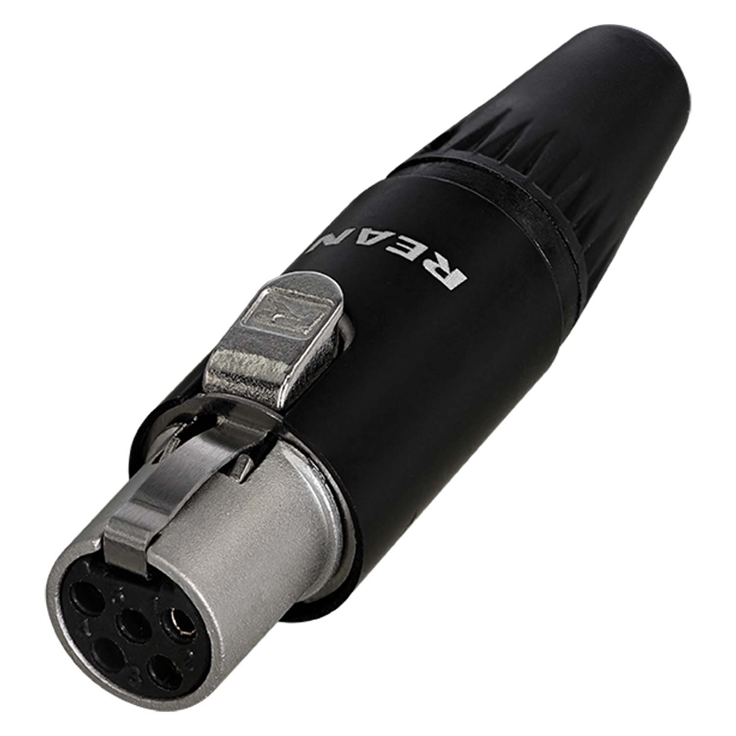 REAN Mini-XLR, 5-pol , metal-, Soldering-lizdas jungtis, gold plated contact(s), tiesi, juodas