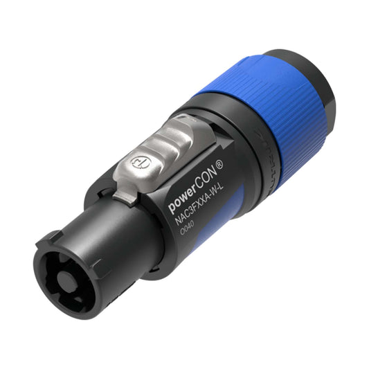 NEUTRIK® powerCON®, 3-pole , plastic-, prisukama-lizdas jungtis, sidabrinis plated contact(s), tiesi, mėlynas