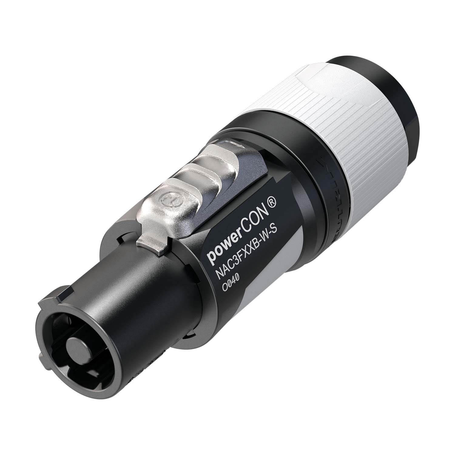 NEUTRIK® powerCON®, 3-pole , plastic-, prisukama-lizdas jungtis, sidabrinis plated contact(s), tiesi, pilkas