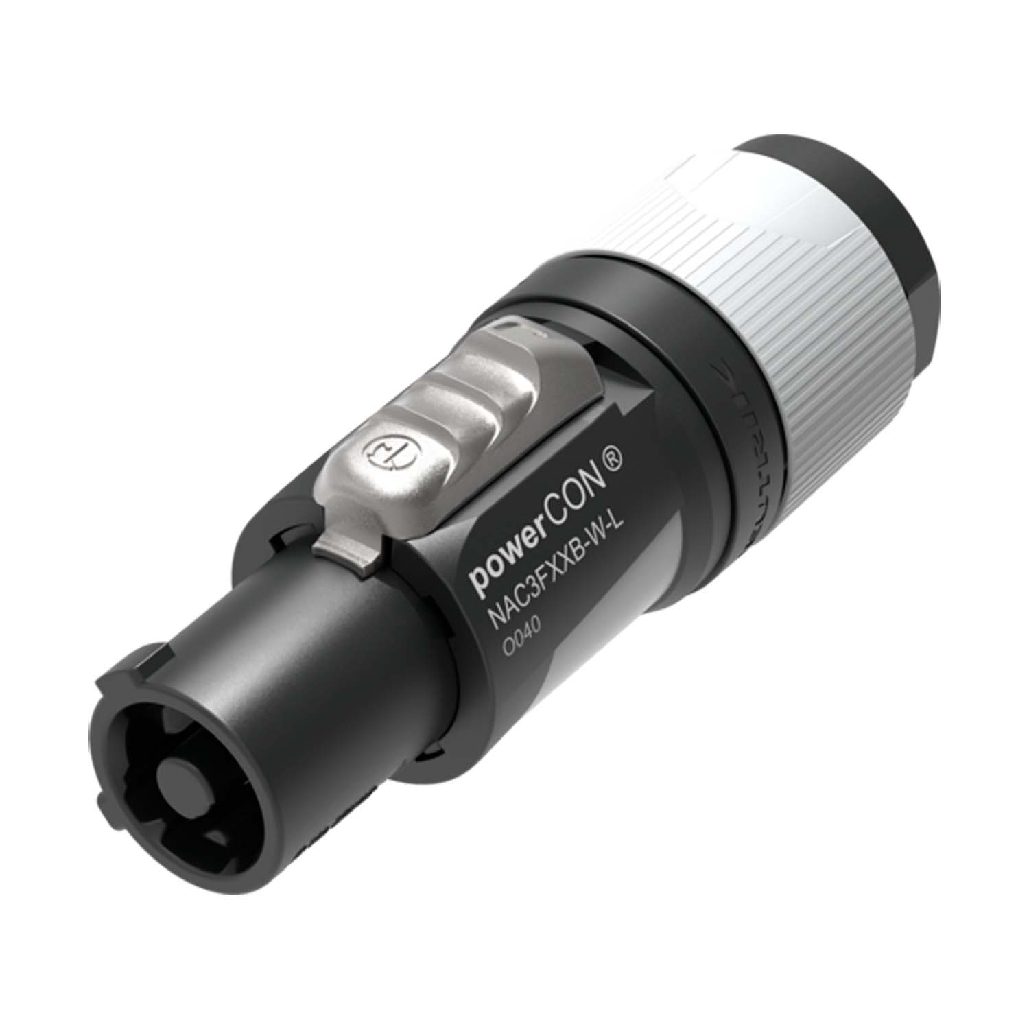 NEUTRIK® powerCON®, 3-pole , plastic-, prisukama-lizdas jungtis, sidabrinis plated contact(s), tiesi, pilkas