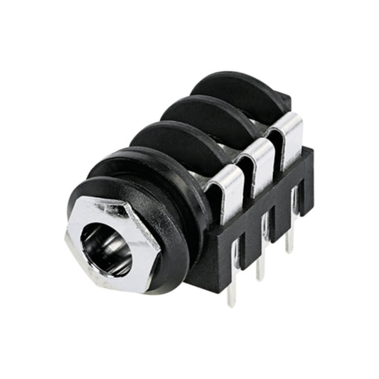 NEUTRIK® jack (6,3mm), 3-pole , plastic-, Soldering-lizdas jungtis, tin-coated contact(s), tiesi, juodas