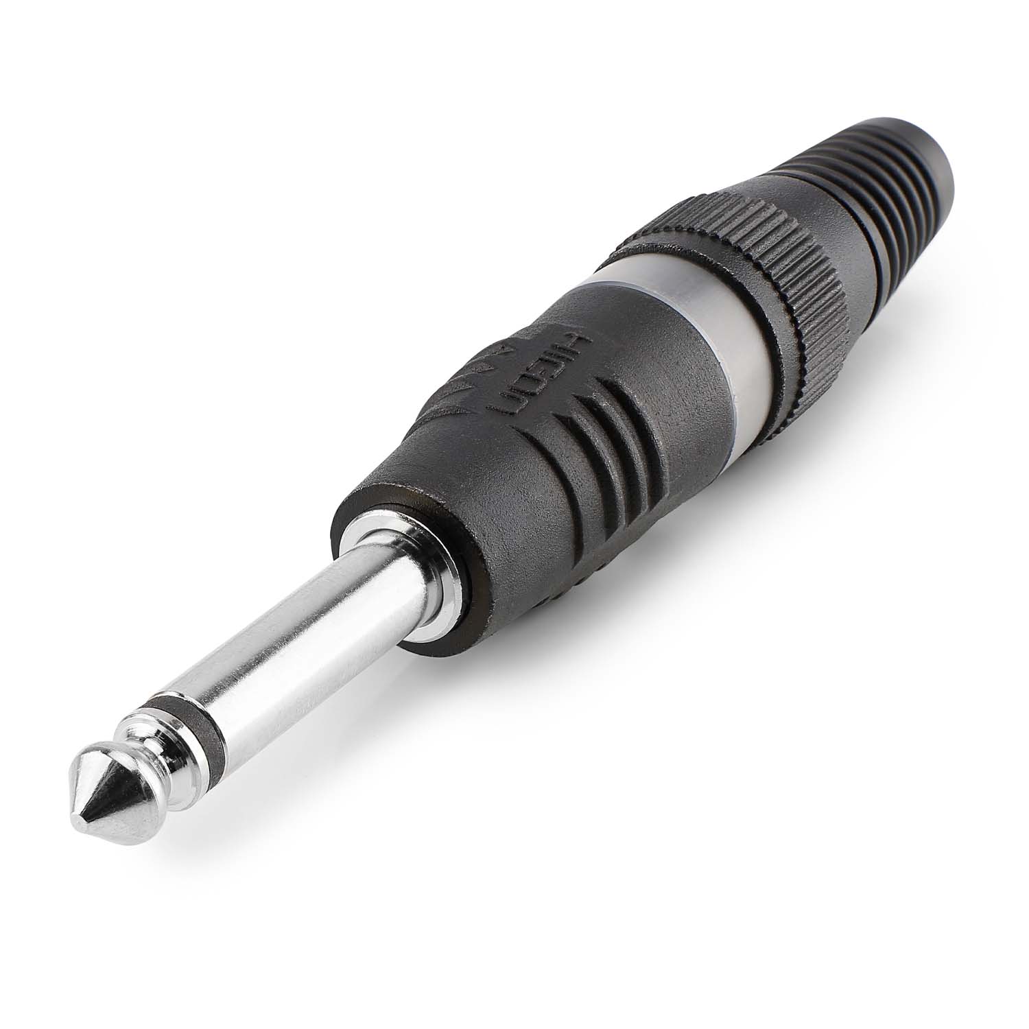 HICON jack (6,3mm) 2-pole metal-Soldering-kištukas jungtis, nickel plated pin, tiesi, juodas