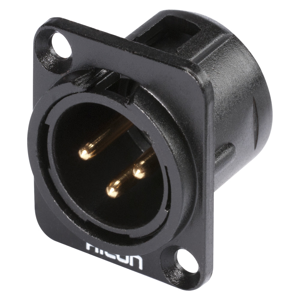 HICON XLR, 3-pole , metal-, Soldering-kištukas jungtis, gold plated contact(s), Type D, juodas