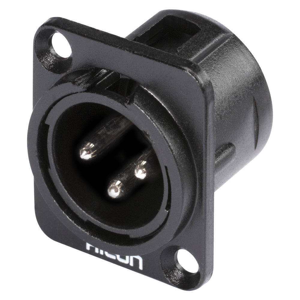 HICON XLR, 3-pole , metal-, Soldering-kištukas jungtis, sidabrinis plated contact(s), Type D, juodas