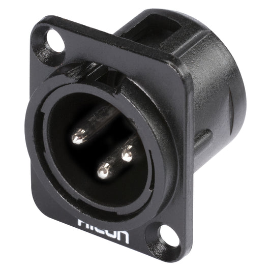 HICON XLR, 3-pole , metal-, Soldering-kištukas jungtis, sidabrinis plated contact(s), Type D, juodas