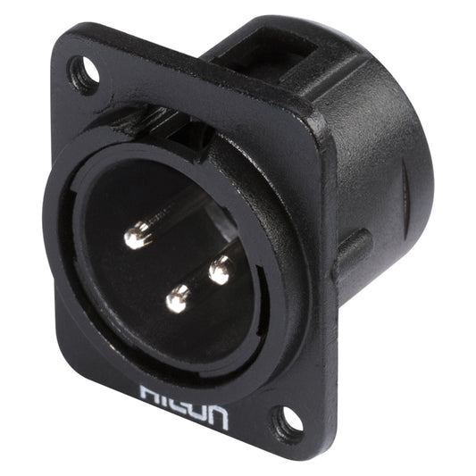 HICON XLR, 3-pole , metal-, Soldering-kištukas jungtis, sidabrinis plated contact(s), Type D M3, juodas