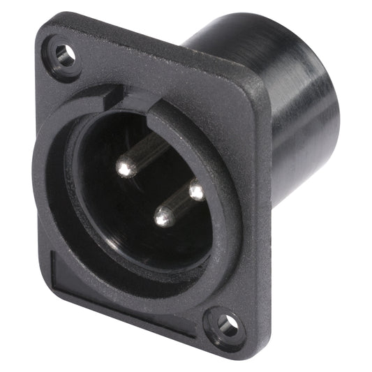 HICON XLR, 3-pole , plastic-, Soldering-kištukas jungtis, sidabrinis plated contact(s), Type D, juodas
