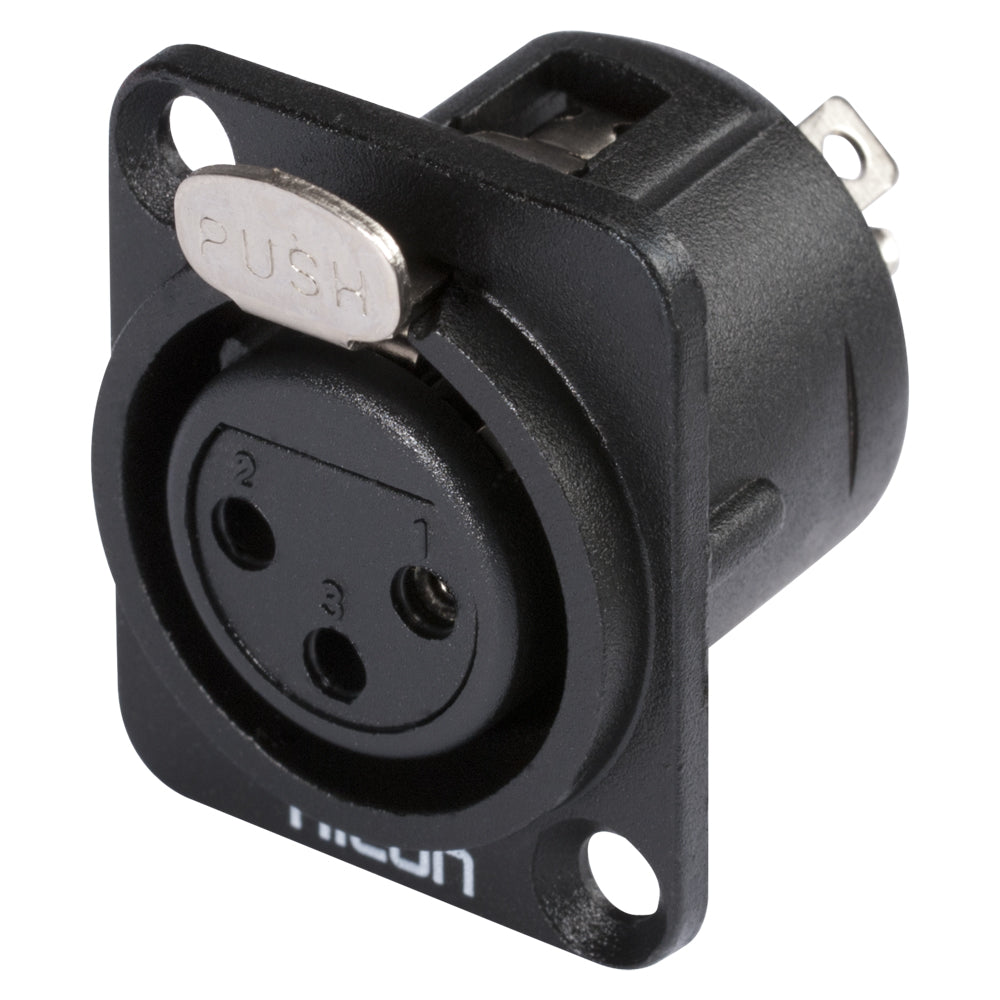 HICON XLR, 3-pole , metal-, Soldering-lizdas jungtis, sidabrinis plated contact(s), Type D, juodas