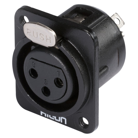 HICON XLR, 3-pole , metal-, Soldering-lizdas jungtis, sidabrinis plated contact(s), Type D M3, juodas