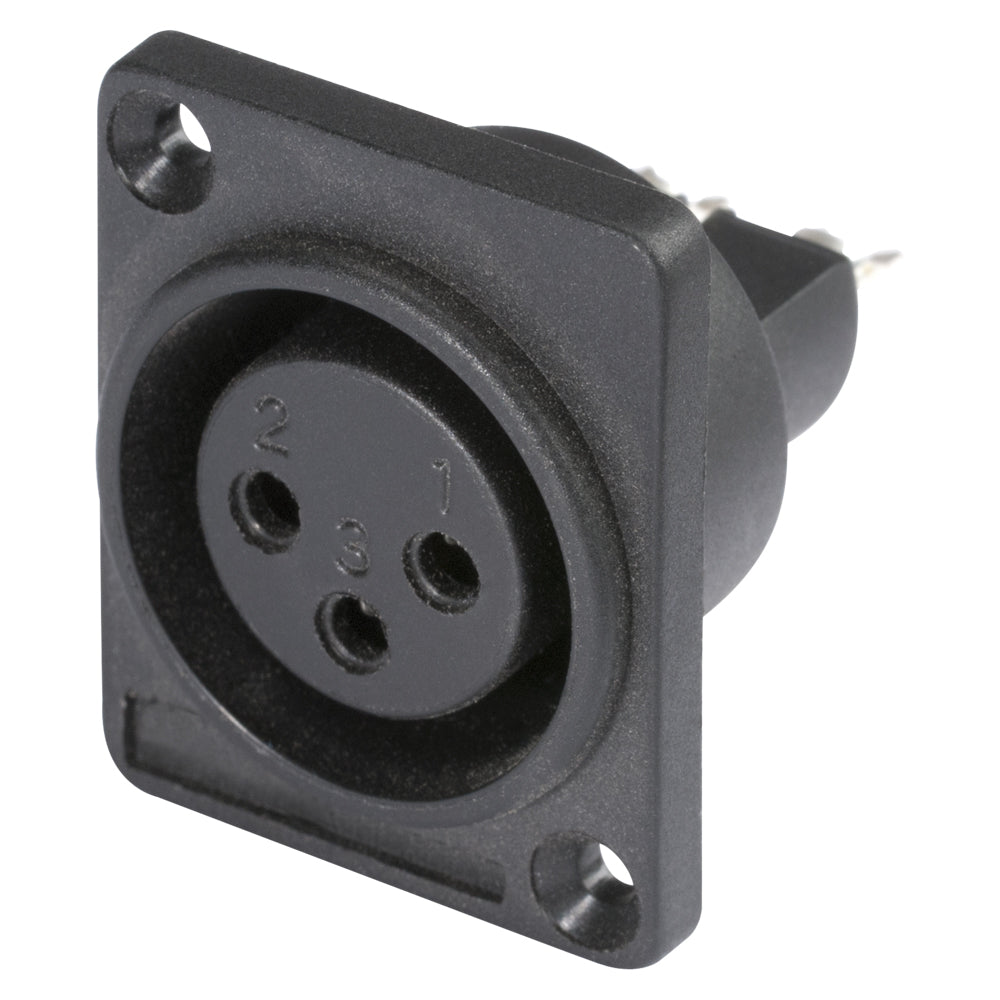 HICON XLR, 3-pole , plastic-, Soldering-lizdas jungtis, sidabrinis plated contact(s), Type D, juodas