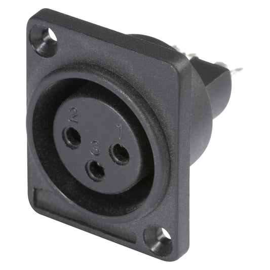 HICON XLR, 3-pole , plastic-, Soldering-lizdas jungtis, sidabrinis plated contact(s), Type D, juodas