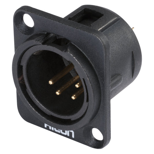 HICON XLR, 4-pole , metal-, Soldering-kištukas jungtis, gold plated contact(s), Type D, juodas