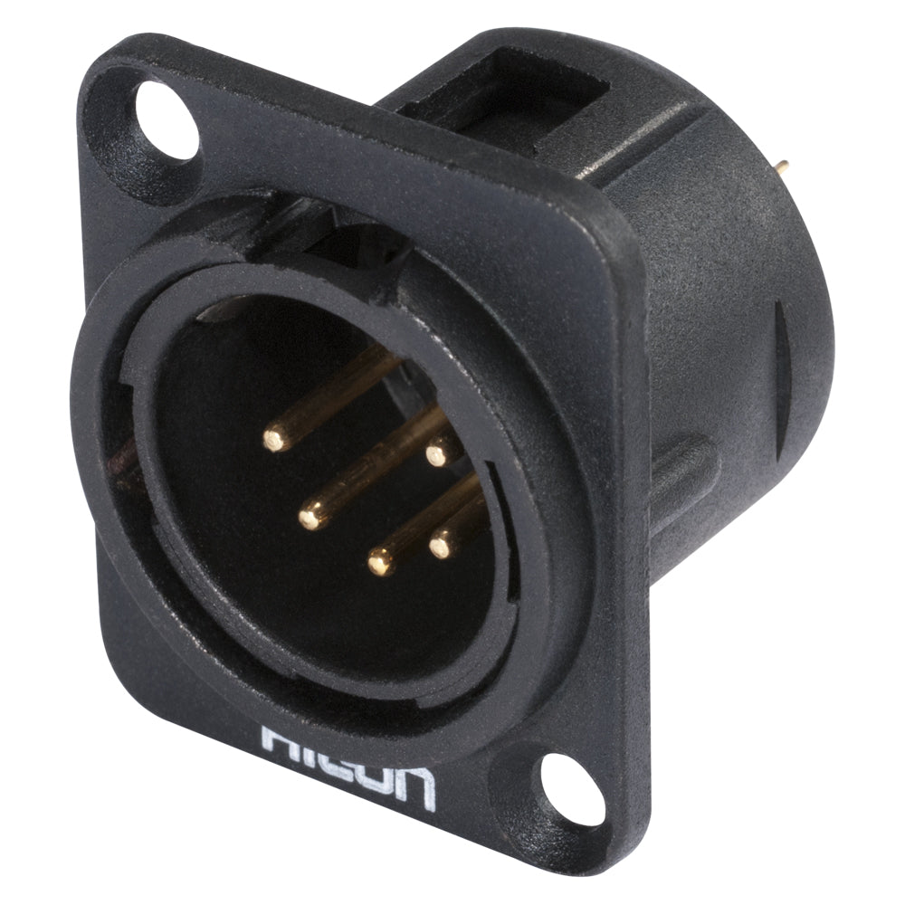 HICON XLR, 5-pol , metal-, Soldering-kištukas jungtis, gold plated contact(s), Type D, juodas