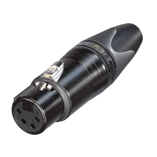 NEUTRIK® XLR, 4-pole , metal-, Soldering-lizdas jungtis, sidabrinis plated contact(s), tiesi, juodas