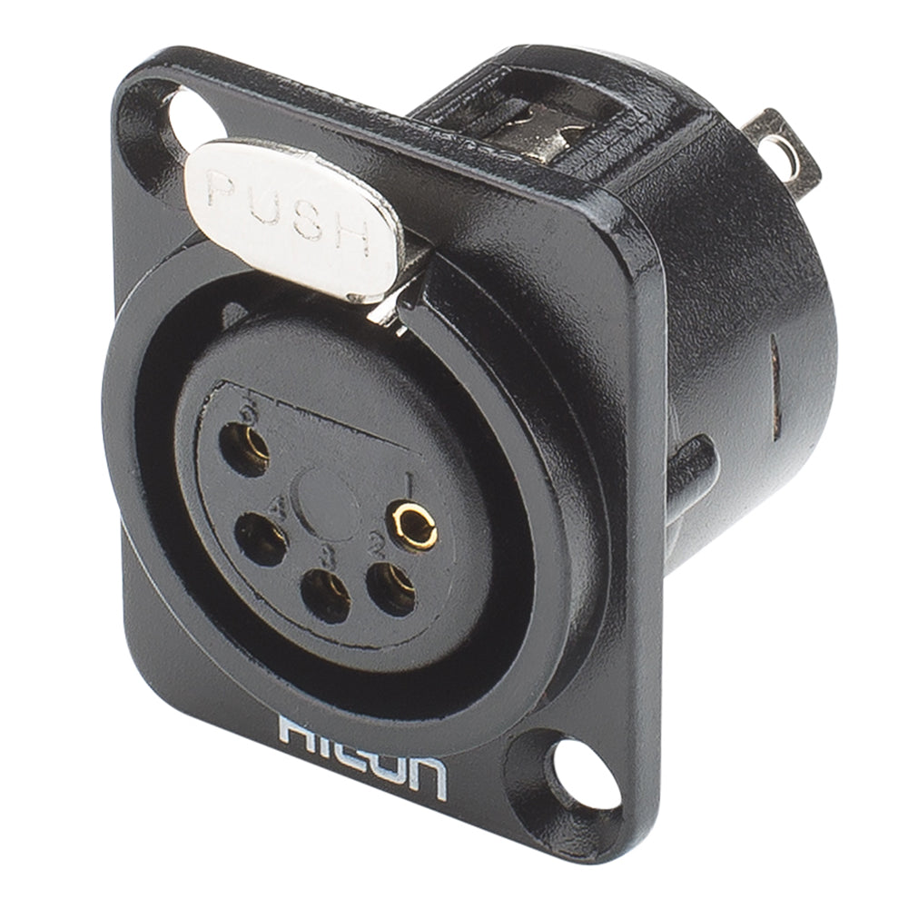 HICON XLR, 5-pol , metal-, Soldering-lizdas jungtis, gold plated contact(s), Type D, juodas