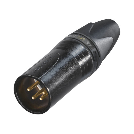 NEUTRIK® XLR, 4-pole , metal-, Soldering-kištukas jungtis, gold plated contact(s), tiesi, juodas
