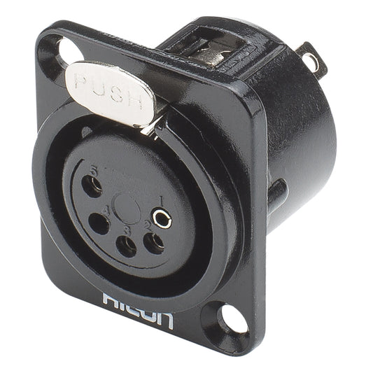 HICON XLR, 5-pol , metal-, Soldering-lizdas jungtis, sidabrinis plated contact(s), Type D, juodas