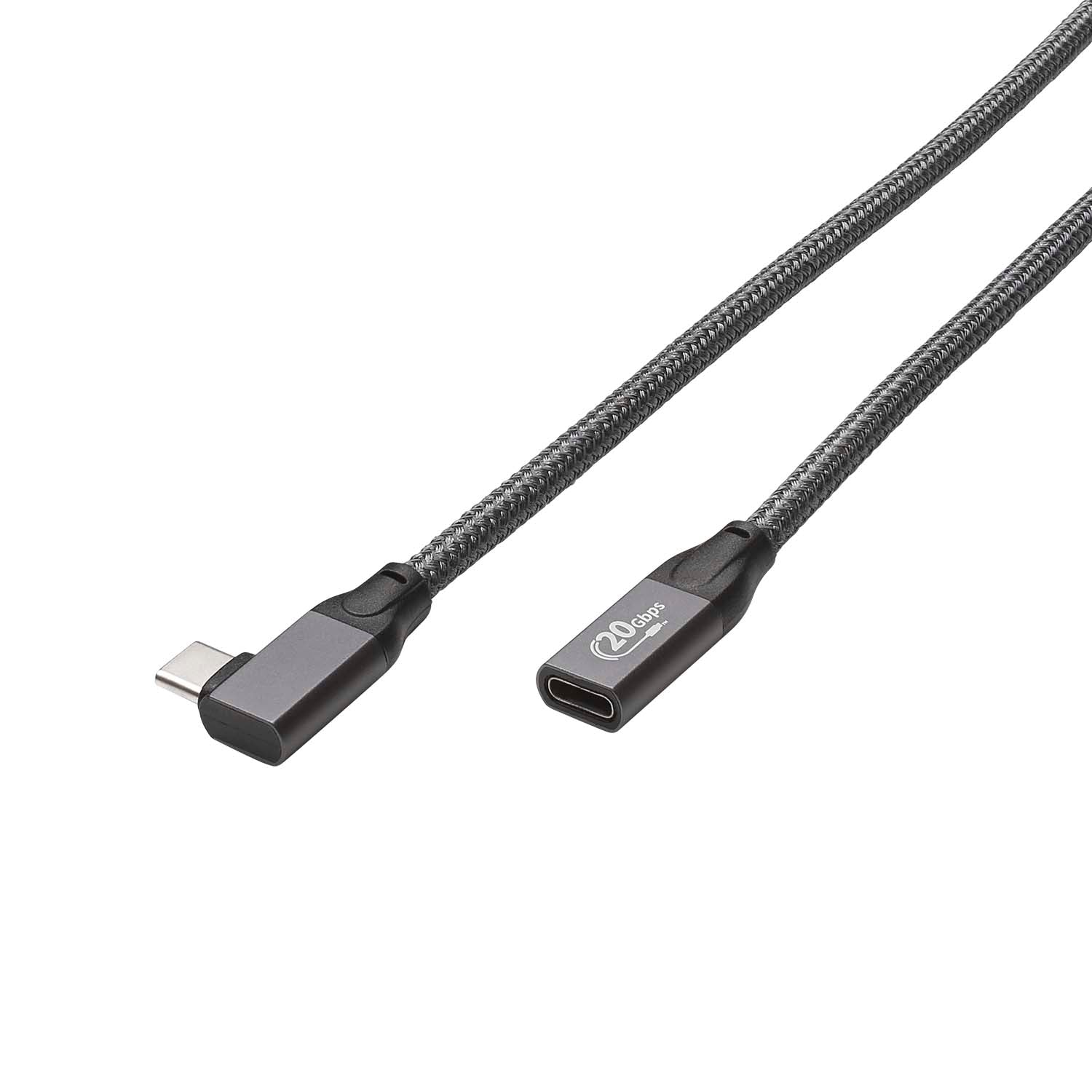 USB 3.2 x 2 connection cable 20Gbps, type C male 90° angled type C female