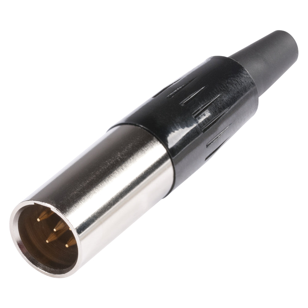HICON Mini-XLR, 5-pol , metal-, Soldering-kištukas jungtis, gold plated contact(s), tiesi, nickel