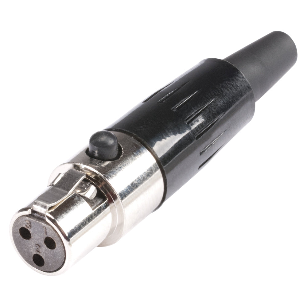 HICON Mini-XLR, 3-pole , metal-, Soldering-lizdas jungtis, gold plated contact(s), tiesi, nickel