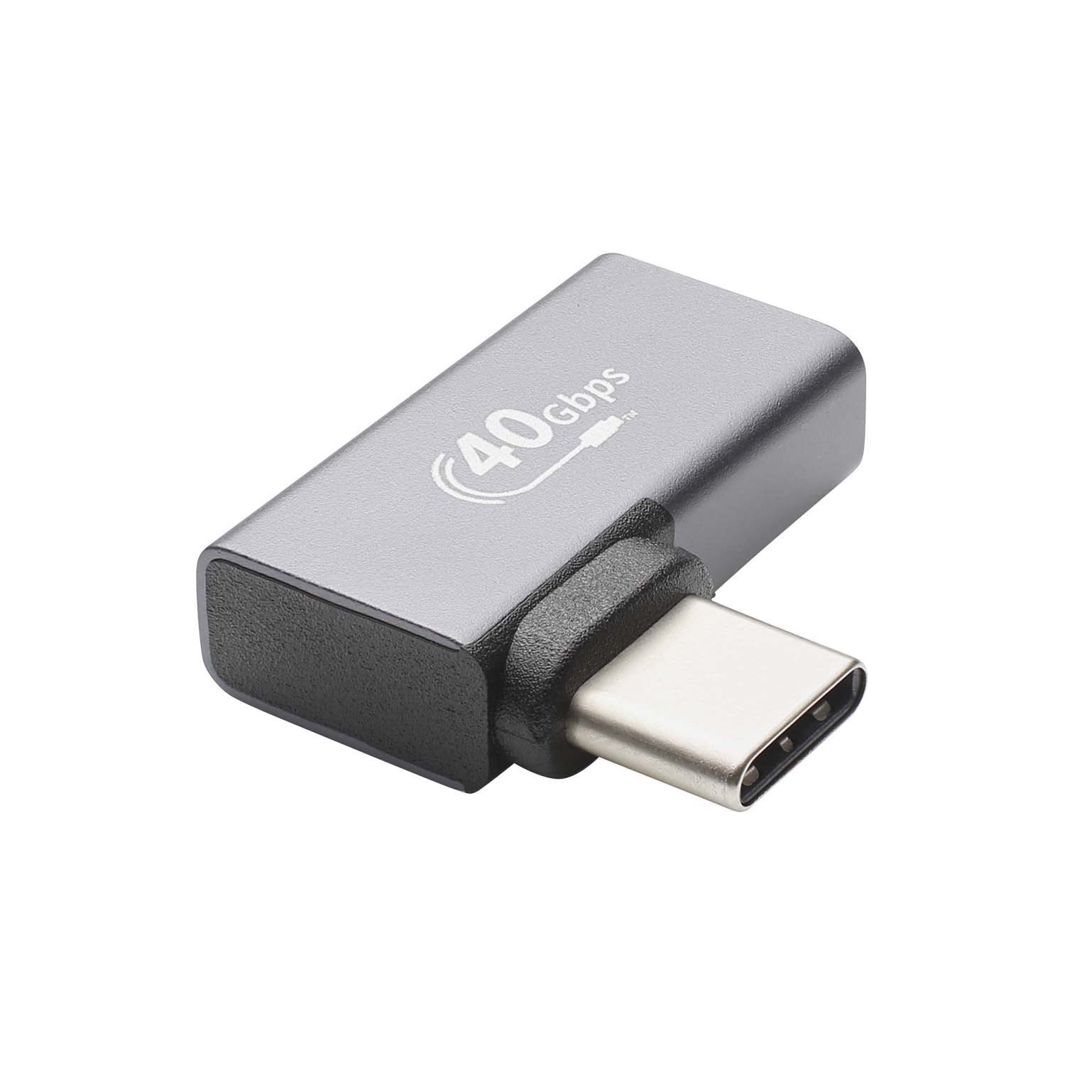Winkeladapter USB-C | USB 3.2 C kištukas horizontally angled/USB 3.2 C lizdas tiesi, juodas