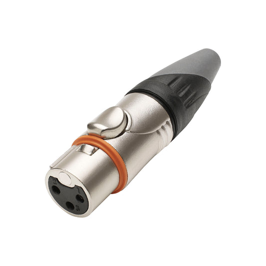 HICON XLR, water- and dustproof IP67 while connected , 3-pole , metal-lizdas jungtis, sidabrinis plated contact(s), tiesi, nickel