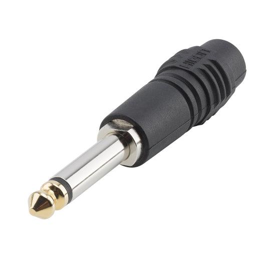 HICON jack (6,3mm) 2-pole plastic-prisukama-kištukas jungtis, nickel plated with Goldtip pin, tiesi, juodas