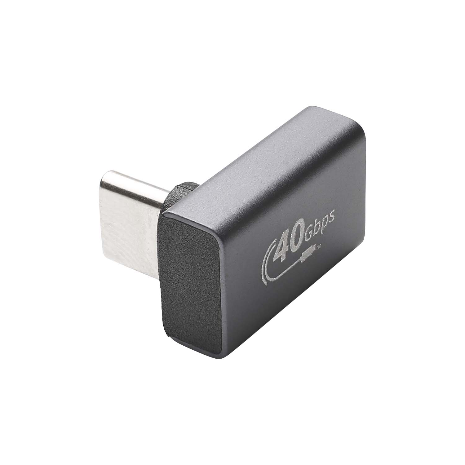 Winkeladapter USB-C | USB 3.2 C kištukas vertically angled/USB 3.2 C lizdas tiesi, juodas