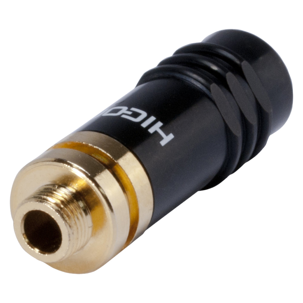 HICON jack (3,5mm), 3-pole , metal-, Soldering-lizdas jungtis, gold plated contact(s), tiesi, juodas