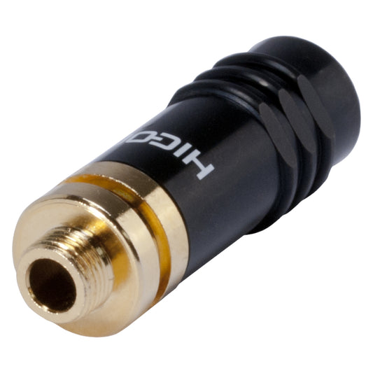 HICON jack (3,5mm), 3-pole , metal-, Soldering-lizdas jungtis, gold plated contact(s), tiesi, juodas