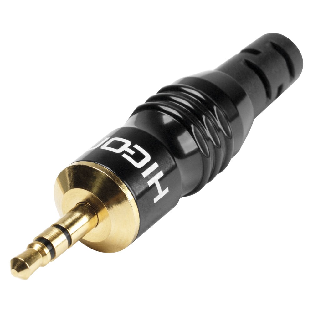HICON jack (3,5mm), 3-pole , metal-, Soldering-kištukas jungtis, gold plated contact(s), tiesi, juodas