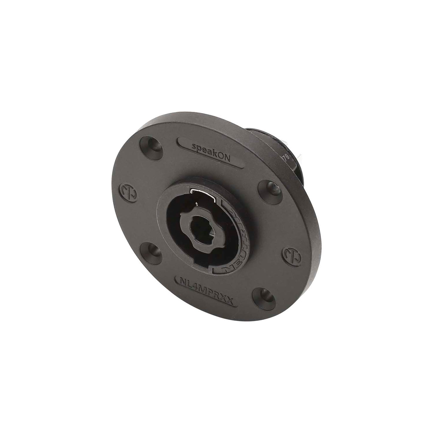NEUTRIK® speakON®, 4-pole , plastic-, 3/16" Flat tabs-kištukas jungtis, sidabrinis plated contact(s), Type G round, juodas
