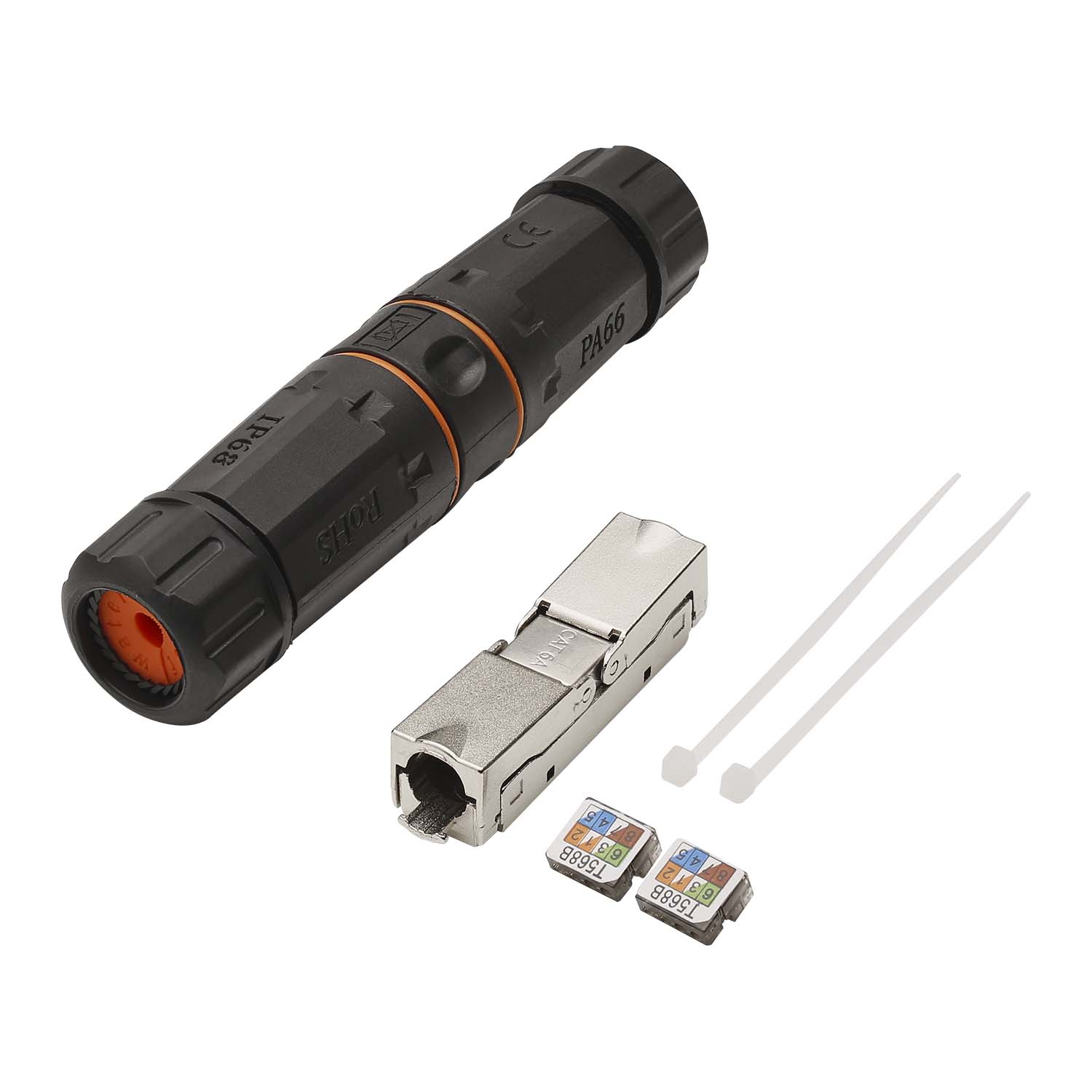 RJ45-sujungiklis, for repairs and subsequent making of LAN connections, length: 140 mm, pilkas