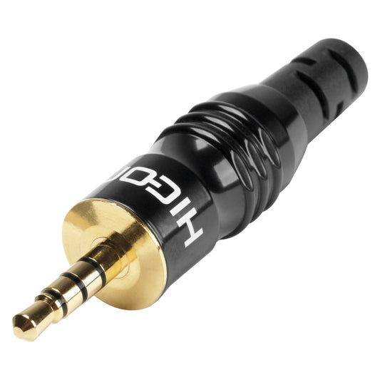 HICON jack (3,5mm), 4-pole , metal-, Soldering-kištukas jungtis, gold plated contact(s), tiesi, juodas