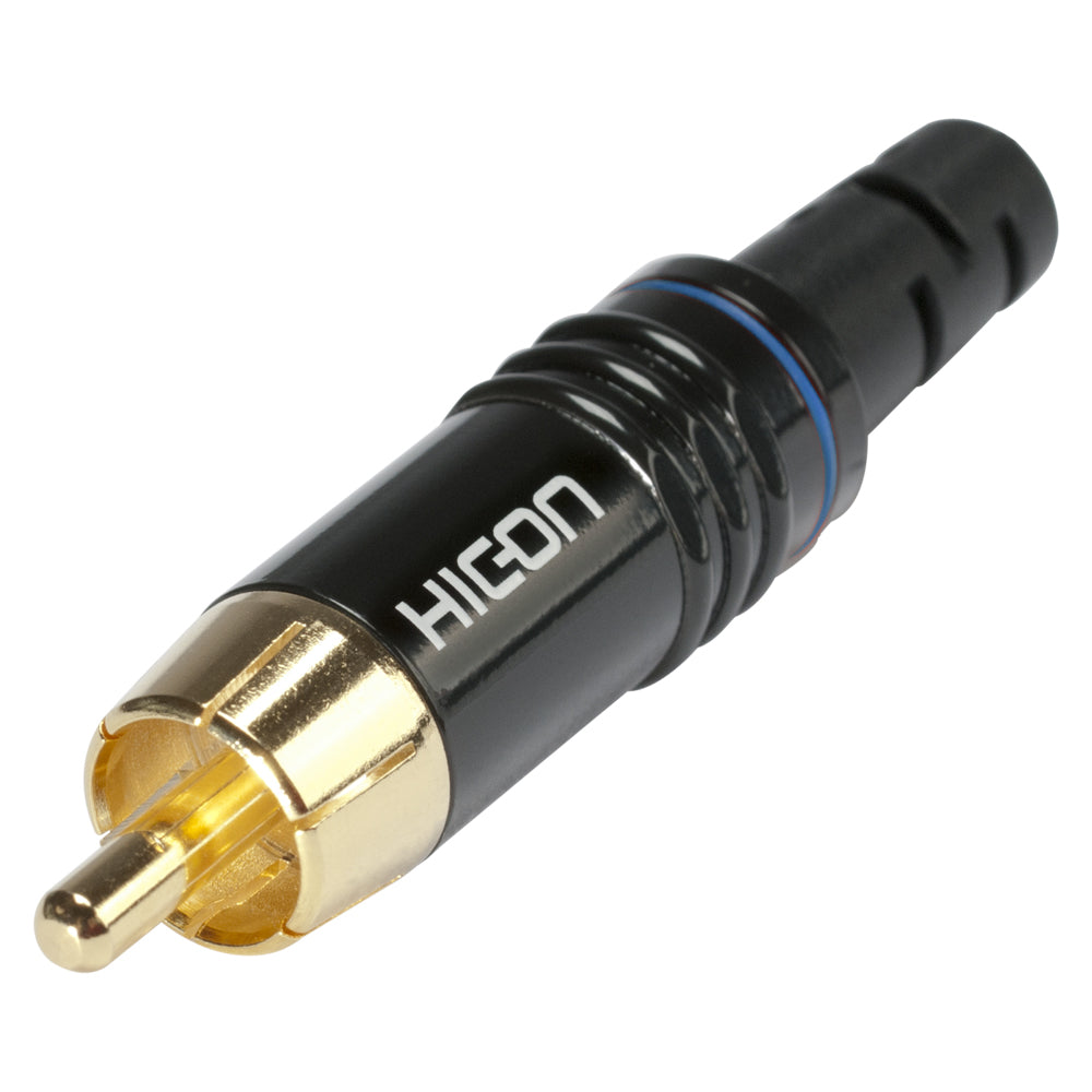 HICON RCA, 2-pole , metal-, Soldering-kištukas jungtis, gold plated contact(s), tiesi, juodas