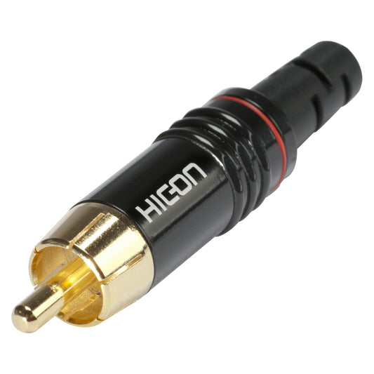 HICON RCA, 2-pole , metal-, Soldering-kištukas jungtis, gold plated contact(s), tiesi, juodas